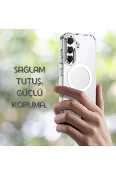 EVAX  (MAGSAFE) Samsung Galaxy A36 Uyumlu MagSafe Wireless Özellikli Şeffaf Kılıf - 5