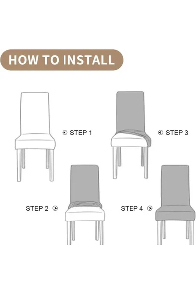 Bemrax Siyah, Parlak Kumaş, Lastikli Sandalye Kılıfı - 5