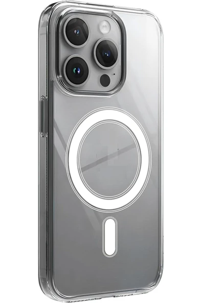 EVAX (SERT MİKA KILIF) iPhone 15 Pro Uyumlu Şeffaf Sert Mika SARARMAZ Magsafe İnce Fit Kılıf