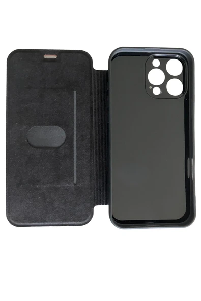 EVAX (KAPAKLI) iPhone 16 Pro Max Uyumlu Kapaklı Deri Görünümlü Kamera Korumalı İç Kartlıklı Kılıf Flip - 2