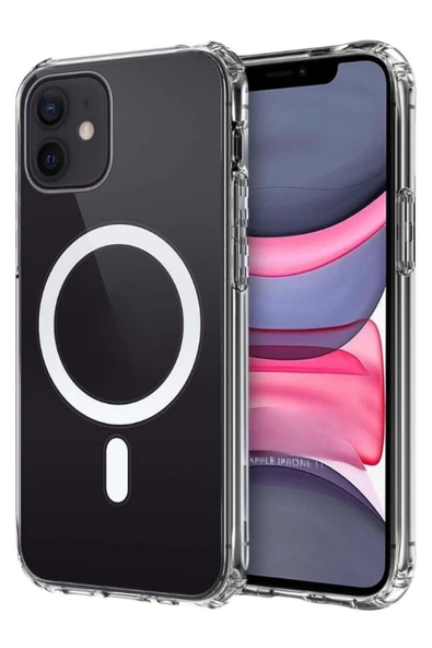 EVAX  (MAGSAFE KILIF) Iphone 11 Uyumlu Magsafe Wireless Kılıf Darbe Emici Şeffaf Silikon Kılıf