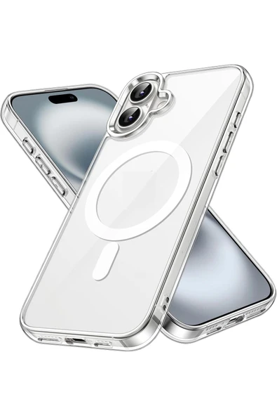 EVAX  (MAGSAFE KILIF) Iphone 16 Için Magsafe Özellikli Şeffaf Kılıf Wireless Darbe Emici Silikon Kılıf