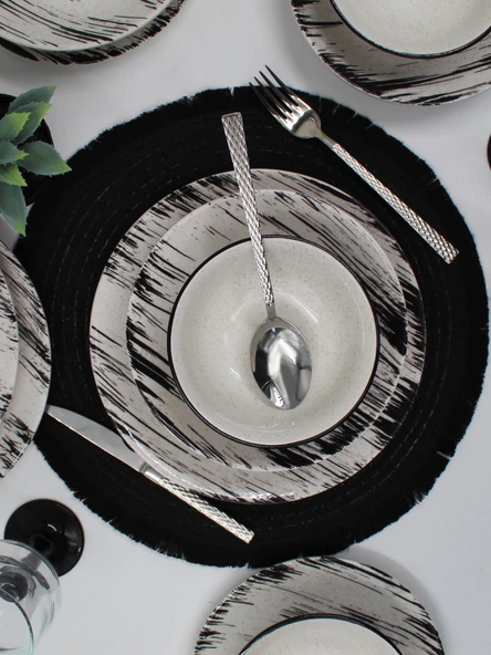 Anka 18 Parça 6 Kişilik Yemek Takımı- Desenli File - 3