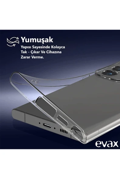 EVAX (LÜX ŞEFFAF) Samsung S25 Ultra Uyumlu Kamera Koruyuculu Lüx Şeffaf Yumuşak Silikon Kılıf - 5