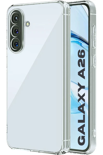 EVAX  (LUX ŞEFFAF) Samsung Galaxy A26 Şeffaf Kamera Yeri Korumalı Silikon Kılıf