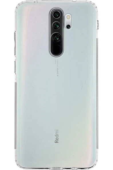 EVAX (TIPALI ŞEFFAF) Redmi Note 8 Pro Kamera Koruyuculu Şarj Yeri Tıpalı Yumuşak Şeffaf Silikon Kılıf