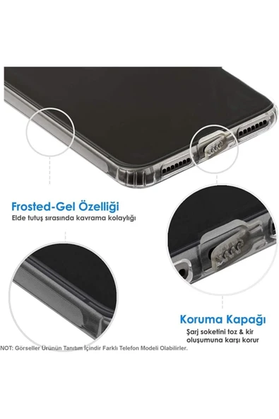 EVAX (TIPALI ŞEFFAF) Iphone 12 Kamera Koruyuculu Şarj Yeri Tıpalı Yumuşak Şeffaf Silikon Kılıf - 2