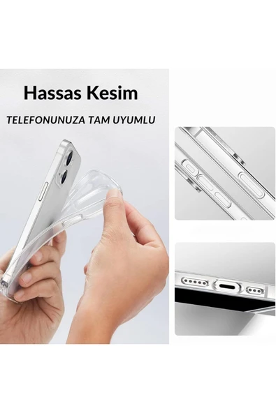 EVAX (2MM ŞEFFAF) Iphone 14 Pro Uyumlu Şeffaf Yumuşak Esnek Silikon Kılıf - 2