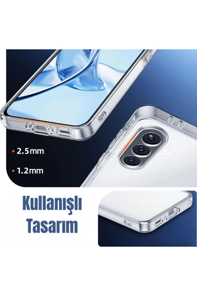 EVAX (LUX ŞEFFAF) Samsung Galaxy A06 Şeffaf Kamera Yeri Korumalı Silikon Kılıf - 4