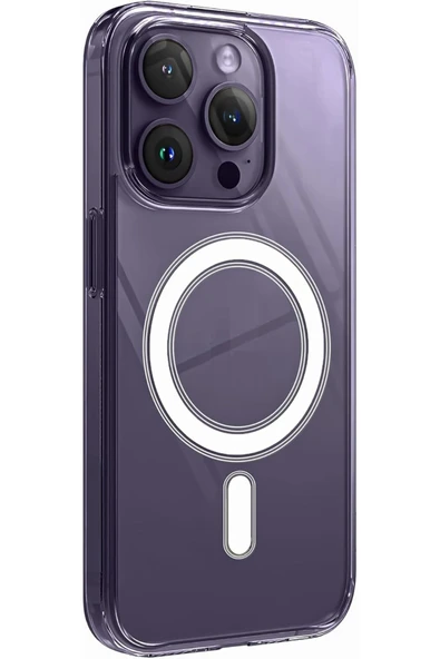 EVAX  (SERT MİKA KILIF) iPhone 14 Pro Max Uyumlu Şeffaf Sert Mika SARARMAZ Magsafe İnce Fit Kılıf