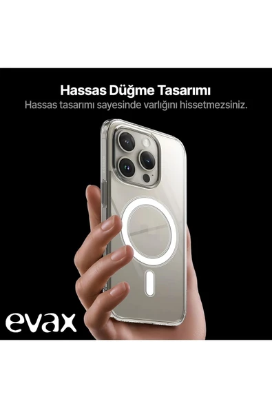 EVAX (SERT MİKA KILIF) iPhone 13 Pro Uyumlu Şeffaf Sert Mika SARARMAZ Magsafe İnce Fit Kılıf - 2