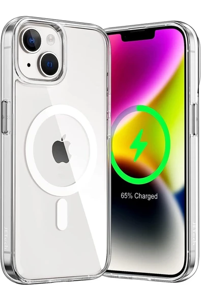 EVAX  (MAGSAFE KILIF) Iphone 14 Uyumlu Magsafe Wireless Kılıf Darbe Emici Şeffaf Silikon Kılıf