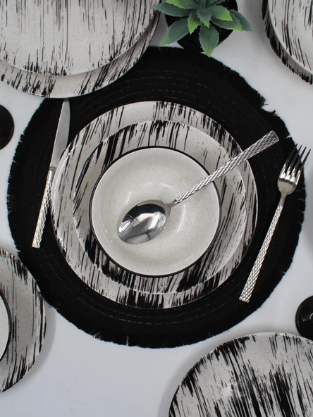 Anka 18 Parça 6 Kişilik Yemek Takımı- Desenli File - 5