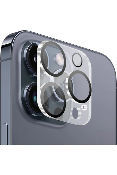 EVAX (TAM LENS) iPhone 13 Pro Max / 13 Pro Uyumlu Tek Parça Tam Kapatan Kamera Lens ve Yüzey Koruyucu