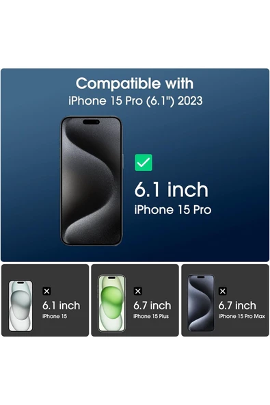 EVAX  (2 CAM + 2 LENS) iPhone 15 Pro Uyumlu 2 Adet Ekran Koruyucu ve 2 Adet Kamera Lens Koruyucu - 3