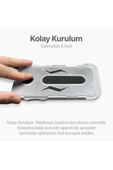 EVAX  (MAGICBOX TAM) iPhone 12 / 12 Pro Uyumlu Kolay Kurulum Aparatlı Tam Kaplayan Cam Ekran Koruyucu - 2