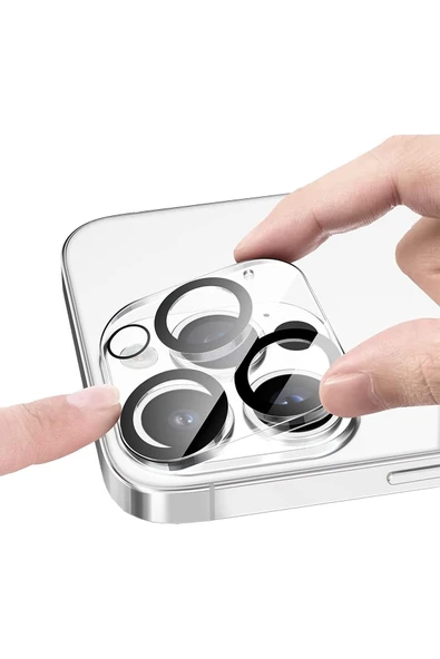 EVAX  (TAM LENS) iPhone 13 Pro Max / 13 Pro Uyumlu Tek Parça Tam Kapatan Kamera Lens ve Yüzey Koruyucu - 2