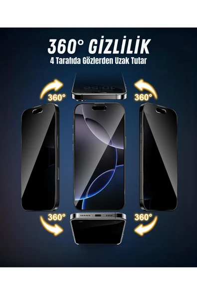 EVAX  (360° HAYALET) iPhone 16 Pro Max Uyumlu 360° 4 Yönden Görünmez Hayalet ESD Tam Cam Ekran Koruyucu - 3