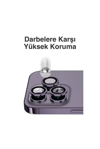EVAX  (METAL LENS) Iphone 15 / 15 Plus Uyumlu Kamera Koruyucu Lens Mercek Metal Çerçeveli 2'li Set - 3
