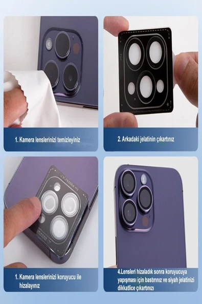 EVAX  (SAFIR) Iphone 16 Pro Max / 16 Pro Uyumlu Safir Kamera Lens Koruyucu Kolay Kurulum Aparatlı - 2