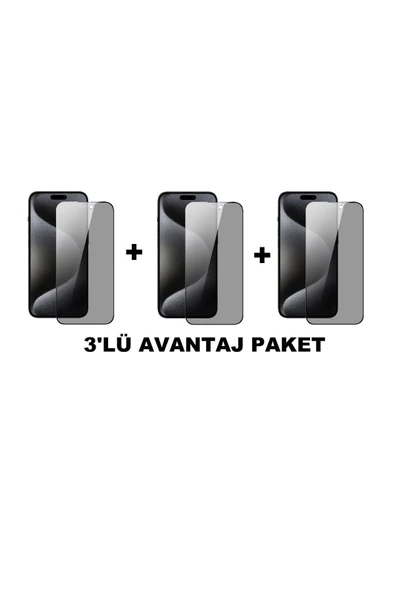 EVAX  (3'LÜ GUARD HAYALET) Iphone 15 Pro Max Uyumlu Hayalet Tam Kaplayan Guard Cam Ekran Koruyucu (3 ADET) - 5