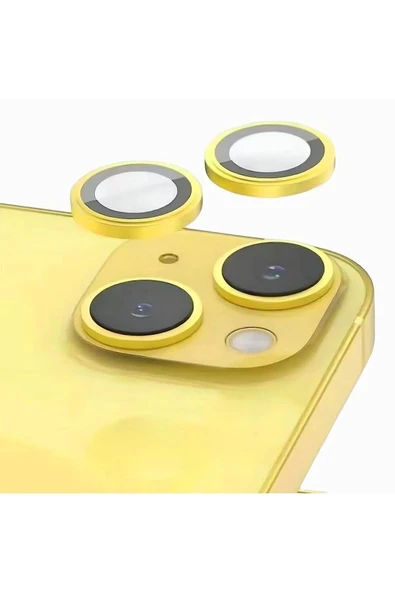 EVAX  (METAL LENS) Iphone 14 / 14 Plus Uyumlu Kamera Koruyucu Lens Mercek Metal Çerçeveli 2'li Set