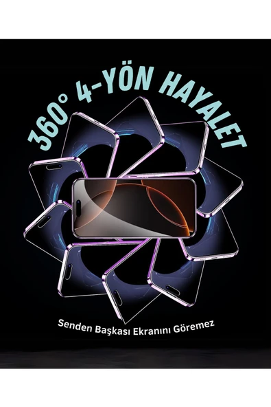 EVAX  (360° HAYALET) iPhone 16 Pro Max Uyumlu 360° 4 Yönden Görünmez Hayalet ESD Tam Cam Ekran Koruyucu - 5