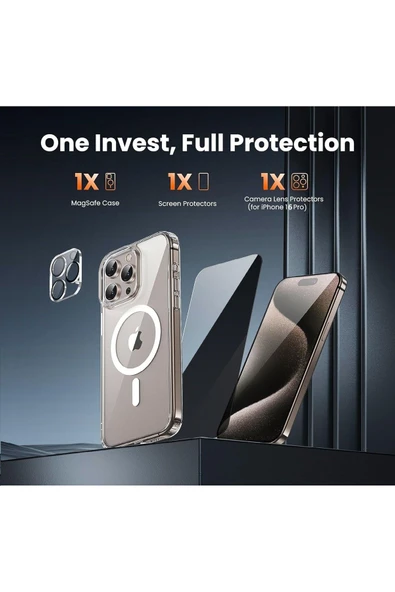EVAX  (HY+MG+LENS) iPhone 16 Pro Uyumlu 1 Hayalet Ekran Koruyucu + 1 MagSafe Kılıf + 1 Kamera Koruyucu - 2