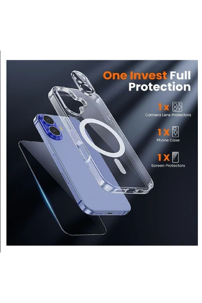 EVAX  (HY+MG+LENS) iPhone 16 Uyumlu 1 Hayalet Ekran Koruyucu + 1 MagSafe Kılıf + 1 Kamera Koruyucu - 2