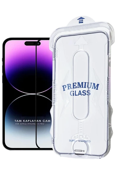 EVAX  (MAGICBOX TAM) iPhone 14 Pro Uyumlu Kolay Kurulum Aparatlı Magic Box Tam Kaplayan Cam Ekran Koruyucu