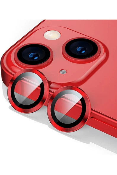 EVAX  (METAL LENS) Iphone 13/13 Mini Uyumlu Kamera Koruyucu Lens Mercek Metal Çerçeveli 2li Set