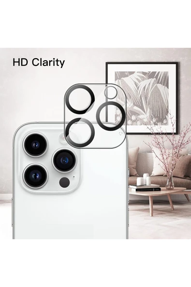 EVAX (TAM LENS) iPhone 13 Pro Max / 13 Pro Uyumlu Tek Parça Tam Kapatan Kamera Lens ve Yüzey Koruyucu - 4