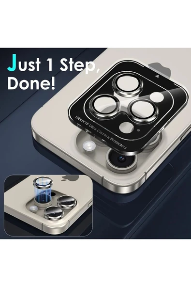 EVAX  (SAFİR) Iphone 15 Pro Max / 15 Pro Uyumlu Safir Kamera Lens Koruyucu Takma Aparatlı Kolay Kurulum - 3