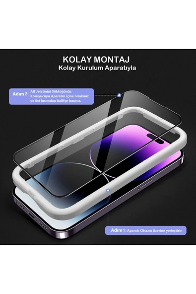 EVAX  (ARMOR HAYALET) Iphone 14 Pro Max Uyumlu Hizalama Aparatlı Hayalet Cam Ekran Koruyucu - 3