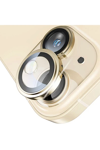 EVAX  (METAL LENS) Iphone 15 / 15 Plus Uyumlu Kamera Koruyucu Lens Mercek Metal Çerçeveli 2'li Set