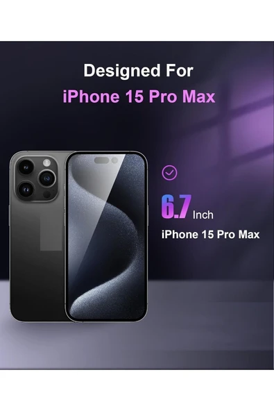 EVAX  (3'LÜ GUARD HAYALET) Iphone 15 Pro Max Uyumlu Hayalet Tam Kaplayan Guard Cam Ekran Koruyucu (3 ADET) - 4