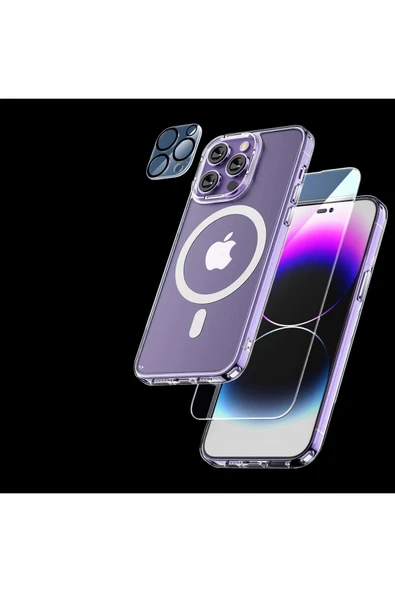 EVAX  (3'ü 1 ARADA) iPhone 14 Pro Uyumlu 1 MagSafe Kılıf + 1 Ekran Koruyucu + 1 Kamera Lens Koruyucu - 2