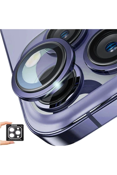EVAX (SAFİR) Iphone 14 Pro Max / 14 Pro Uyumlu Safir Kamera Lens Koruyucu Takma Aparatlı Kolay Kurulum