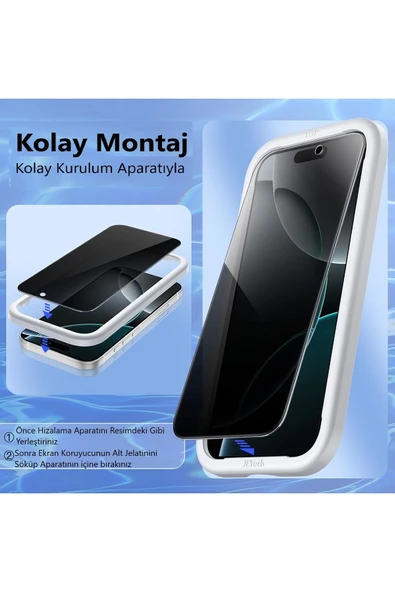 EVAX  (ARMOR HAYALET) Iphone 16 Pro Uyumlu Hizalama Aparatlı Hayalet Cam Ekran Koruyucu - 3