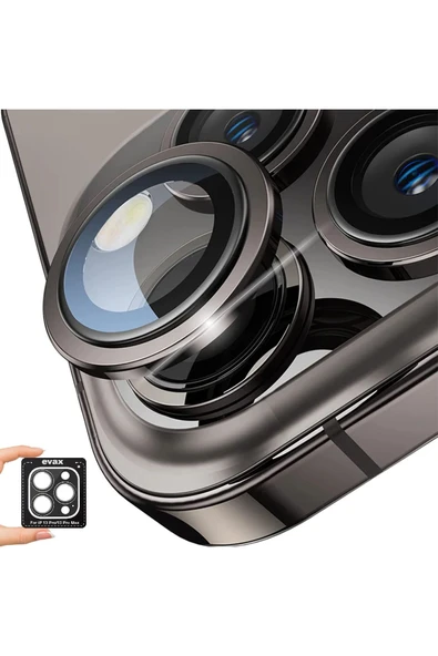 EVAX  (SAFIR) Iphone 13 Pro Max / 13 Pro Uyumlu Safir Kamera Lens Koruyucu Takma Aparatlı Kolay Kurulum