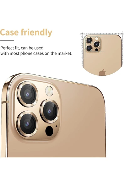 EVAX  (METAL LENS) Iphone 12 Pro Max Uyumlu Kamera Koruyucu Lens Mercek Metal Çerçeveli 3'lü Set - 3
