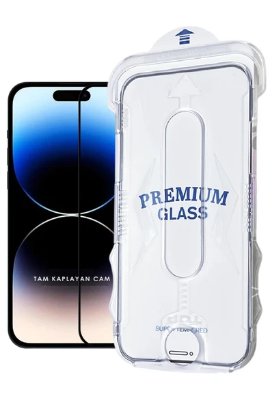 EVAX  (MAGICBOX TAM) iPhone 15 Pro Max Uyumlu Kolay Kurulum Aparatlı Magic Tam Kaplayan Cam Ekran Koruyucu