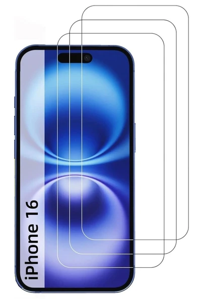 EVAX  3'lü Paket iPhone 16 Uyumlu Temperli HD+ Cam Ekran Koruyucu (3'lü Paket)