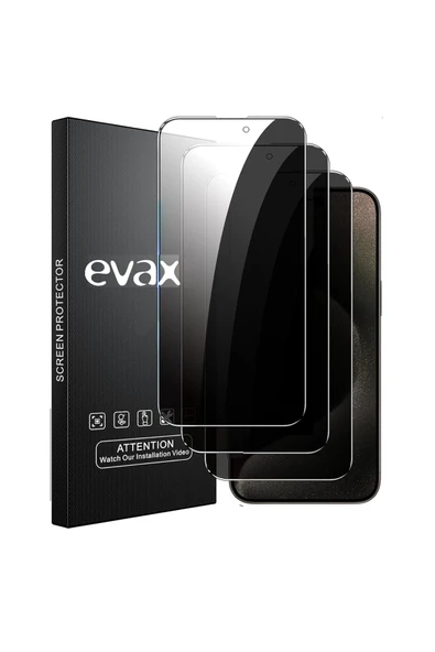 EVAX  (3'LÜ GUARD HAYALET) Iphone 15 Pro Max Uyumlu Hayalet Tam Kaplayan Guard Cam Ekran Koruyucu (3 ADET)