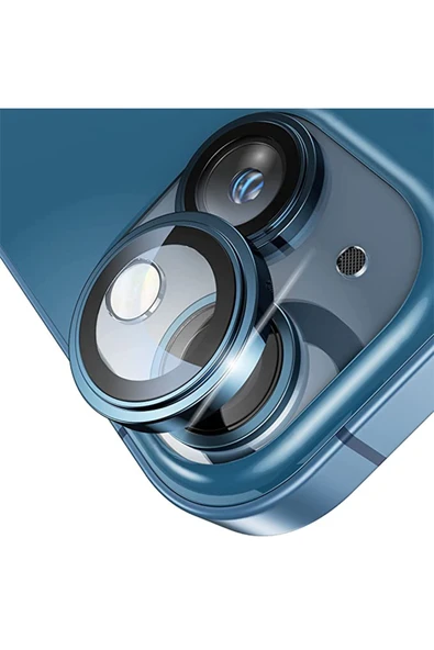 EVAX  (METAL LENS) Iphone 14 / 14 Plus Uyumlu Kamera Koruyucu Lens Mercek Metal Çerçeveli 2'li Set