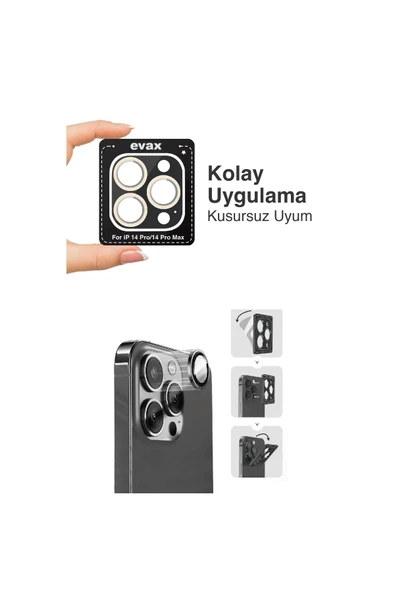 EVAX  (SAFİR) Iphone 14 Pro Max / 14 Pro Uyumlu Safir Kamera Lens Koruyucu Takma Aparatlı Kolay Kurulum - 2