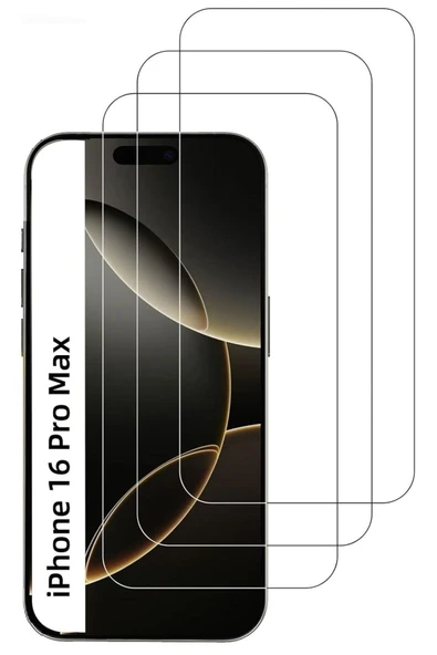 EVAX  3'lü Paket iPhone 16 Pro Max Uyumlu Temperli HD+ Cam Ekran Koruyucu (3'lü Paket) - 1