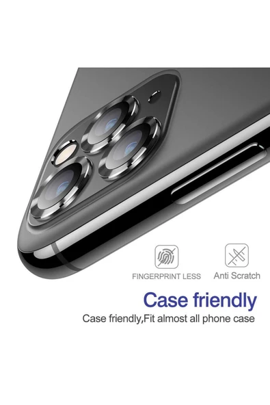 EVAX  (METAL LENS) Iphone 11 Pro Max / Iphone 11 Pro Uyumlu Kamera Koruyucu Lens Mercek Metal Çerçeveli