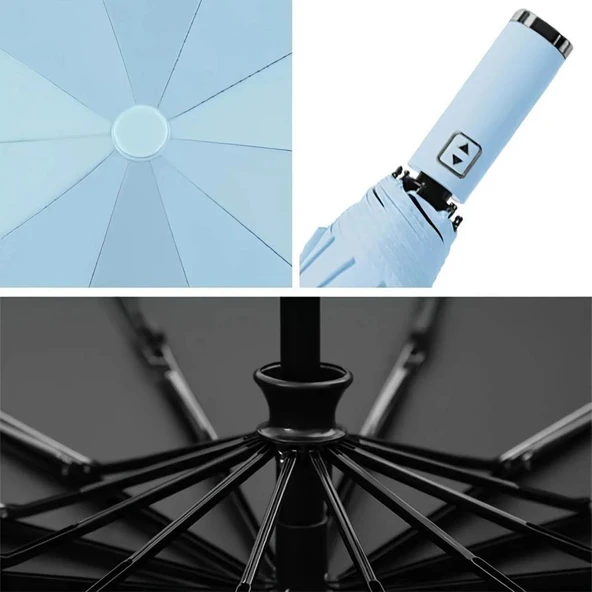 Beluga Tam Otomatik UV Korumalı Şemsiye ( Tek Tuşla Aç / Kapat ) Gri - 7