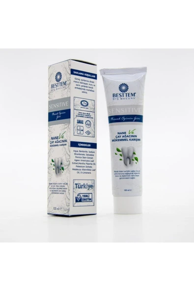 BESTTEM ÇAY AĞAÇLI MİSVAK ÖZLÜ DİŞ MACUNU 100ML YERLİ ÜRETİM NANE ÖZLÜ LEKE ÖNLEYİCİ HELAL SERTİFİKA - 4